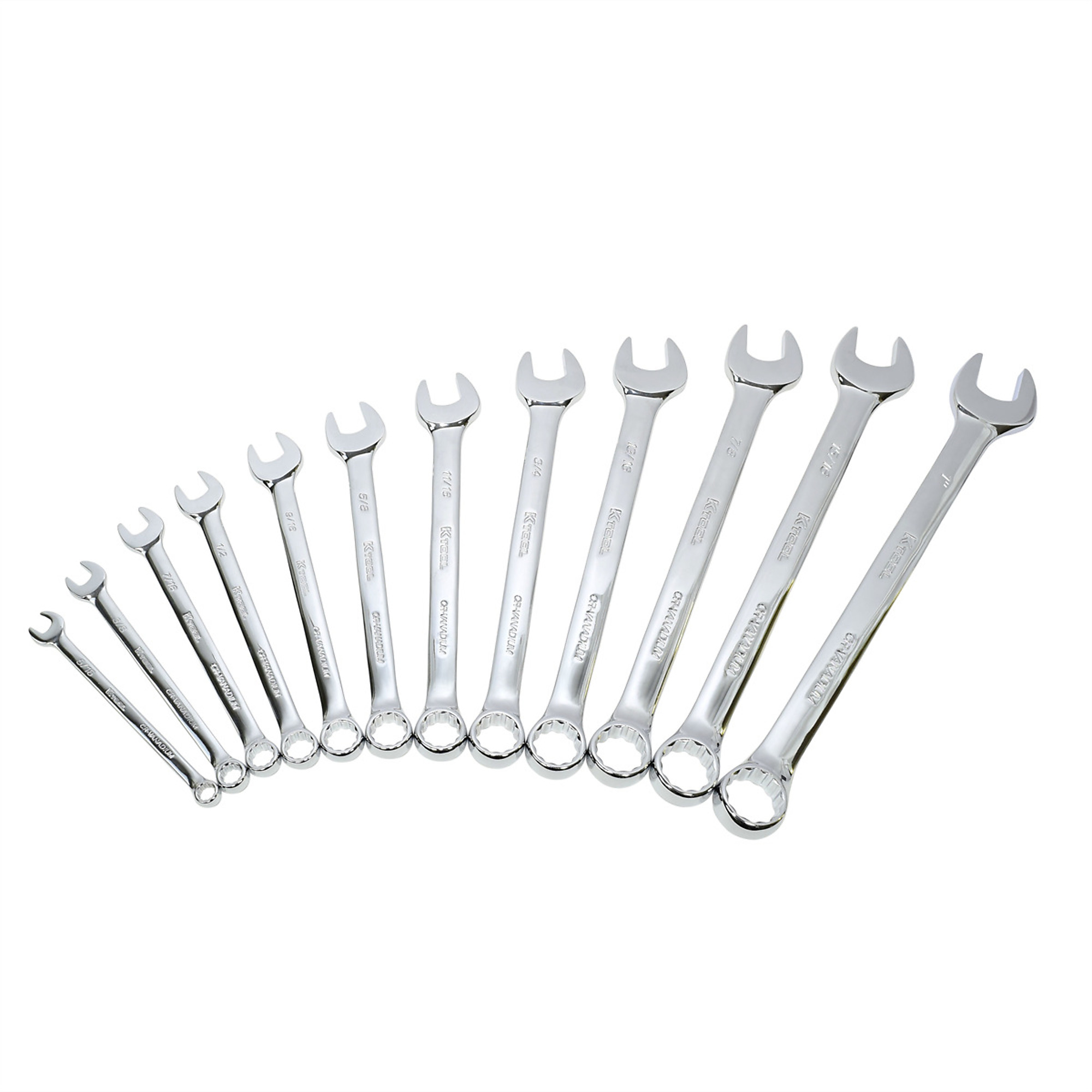 K Tool International Combination Wrench Set — 12-Piece, High-Polish, Model# KTI41301
